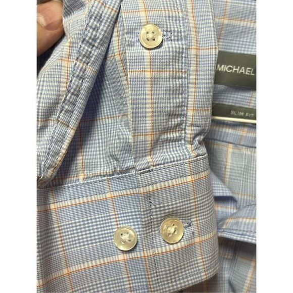 Michael Kors Mens XXL 2XL Button Down Shirt Slim Fit Plaid Pattern Long Sleeve - Picture 2 of 10